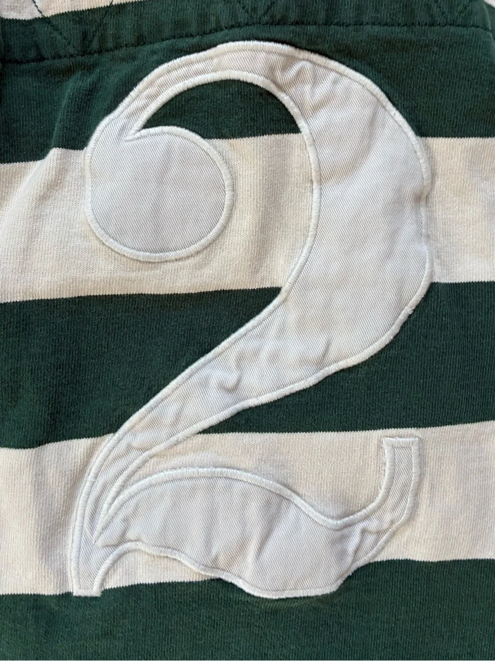 Vintage Ralph Lauren Green and White Embroidered Striped Rugby Polo